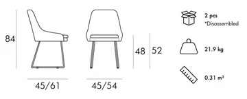 PREMIERE SLED - Sled base leather chair by 5A Design - view 3